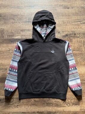 Hooey Black Western Aztec Hoodie Sweatshirt Adult Medium Pullover EUC
